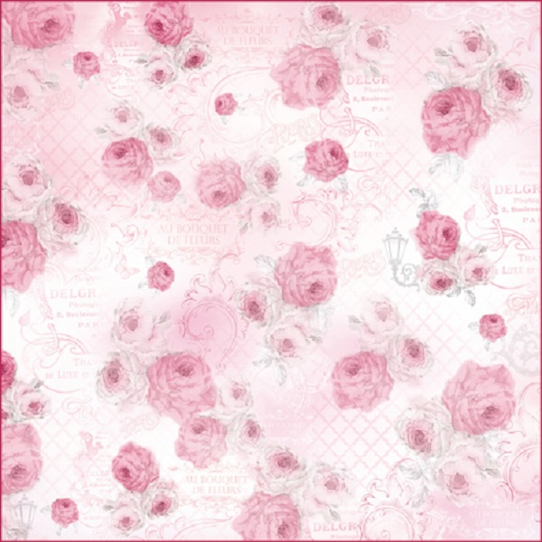 Рисовая бумага для декупажа, рисовая салфетка Stamperia DFT258 Розы и орнамент в розовом цвете